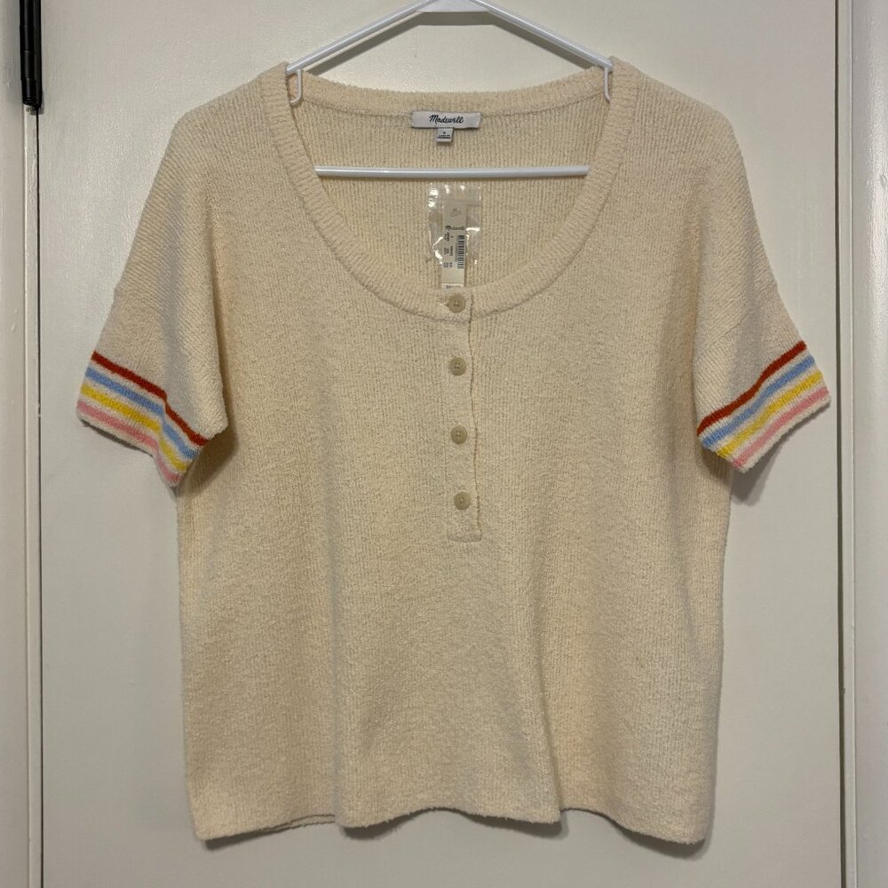 Madewell #AM303 Women's Rainbow Stripe Henley Sweater Tee Shirt Top S NWT